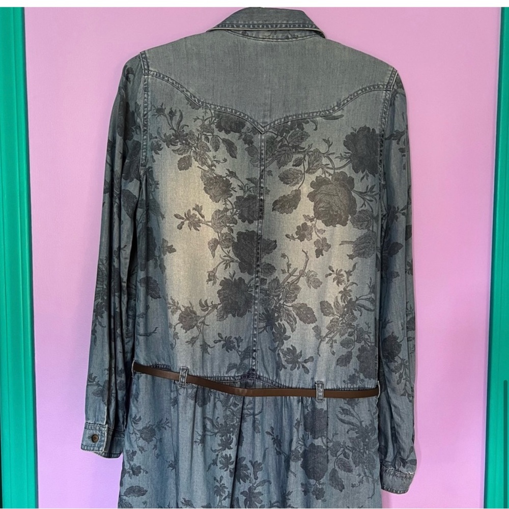 AEO Floral Denim Long Sleeve Shirtdress - Picture 3 of 5